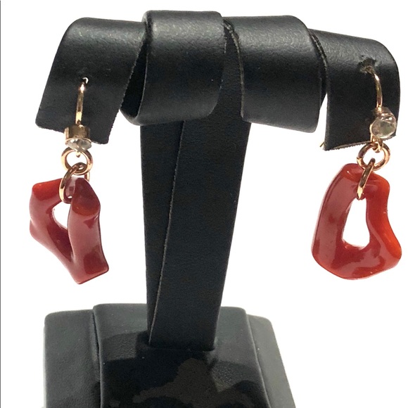 Red Mediterranean Coral Loop Earring - Picture 2 of 3